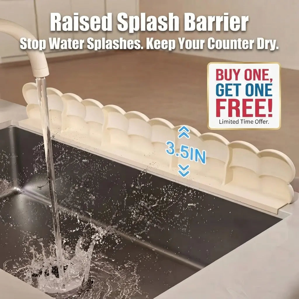 Silicone Kitchen Sink Splash Guard Set with Suction Cups and Rounded Design [YQT:ML-260918-002:e3e61212034b6d5f]