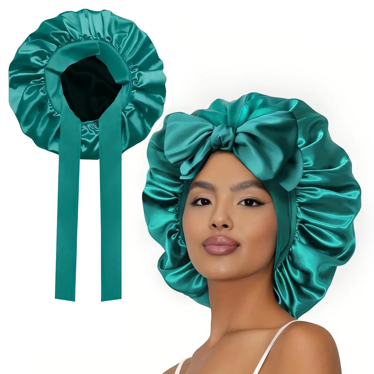 Double Layer Satin Sleeping Bonnet with Adjustable Long Tie Band [YQT:ML-260921-004:d7a62cf61834769e]