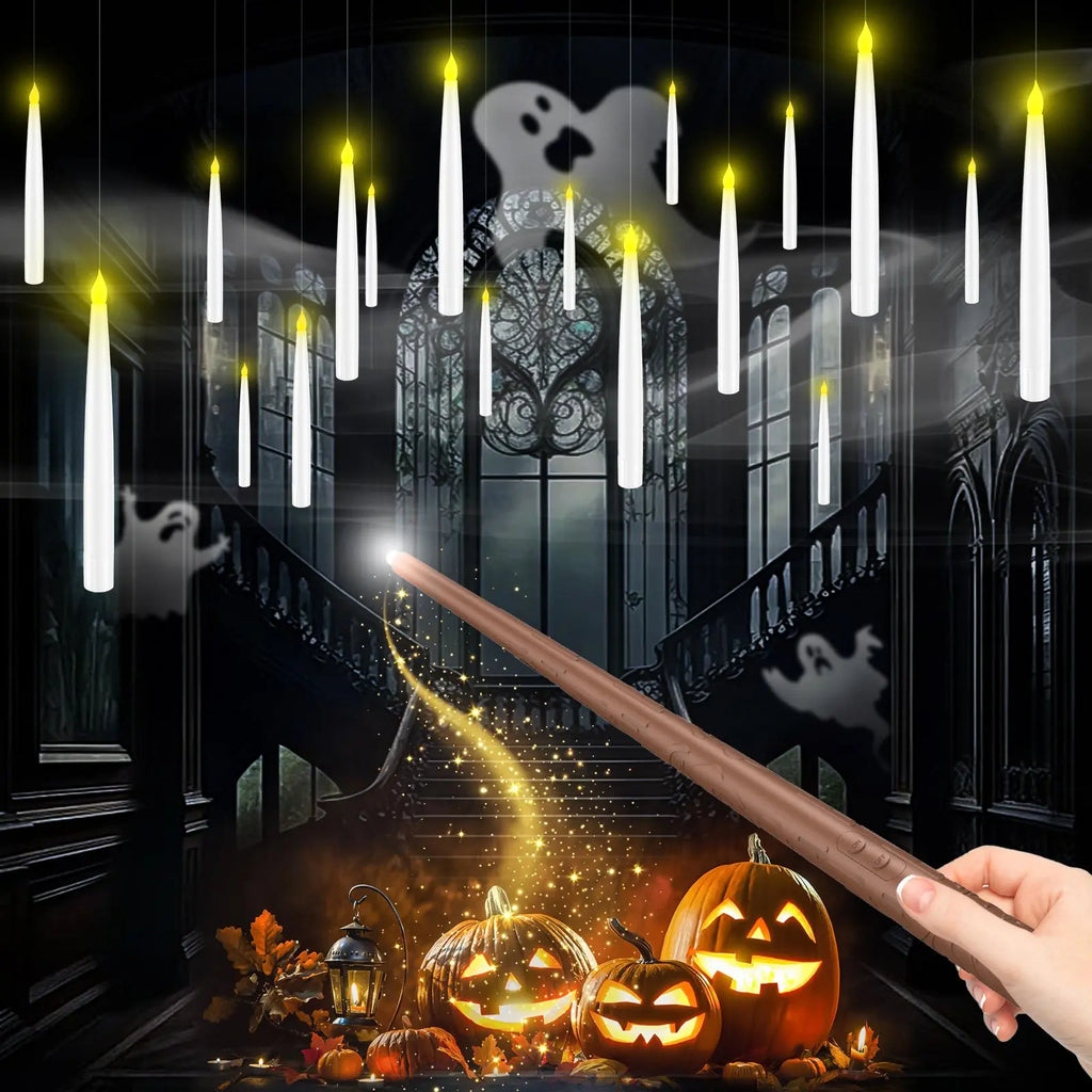 Flameless LED Floating Taper Candles with Magic Wand Remote for Holiday Decor [YQT:ML-260920-002:c70959f2fe5e6e7e]