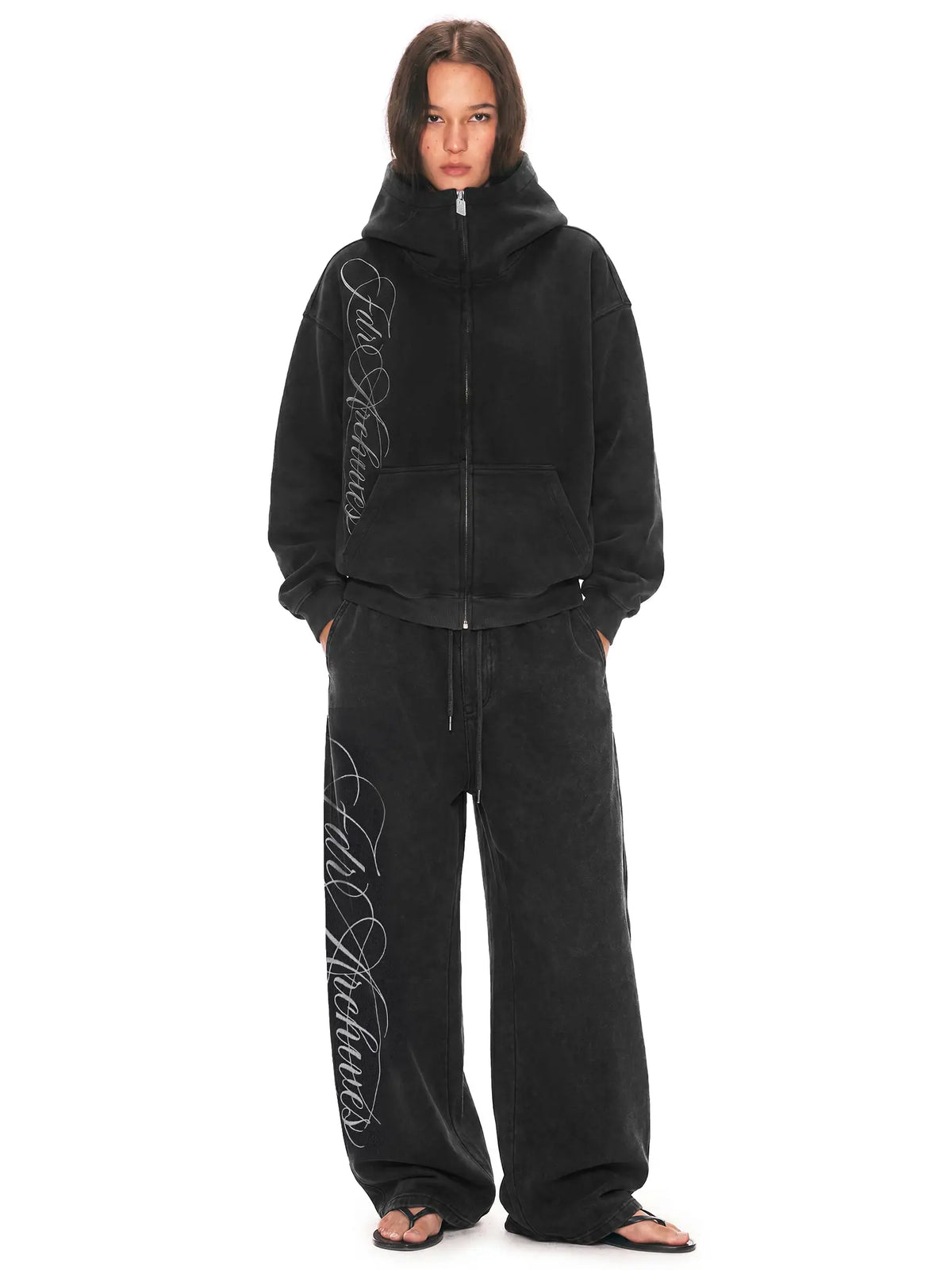 Women's Oversized High Collar Zip-Up Hoodie with Script or Minimal Designs [YQT:ML-260923-004:2894382a0a9daede]