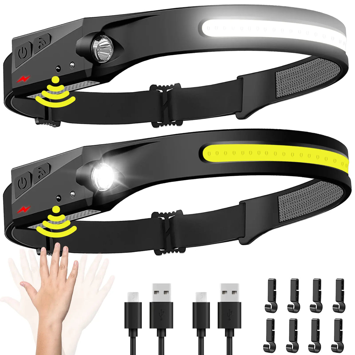 Rechargeable LED Headlamp with Wide Beam, Motion Sensor and Adjustable Headband [YQT:ML-260924-003:7c7f1fb6d27d5b34]