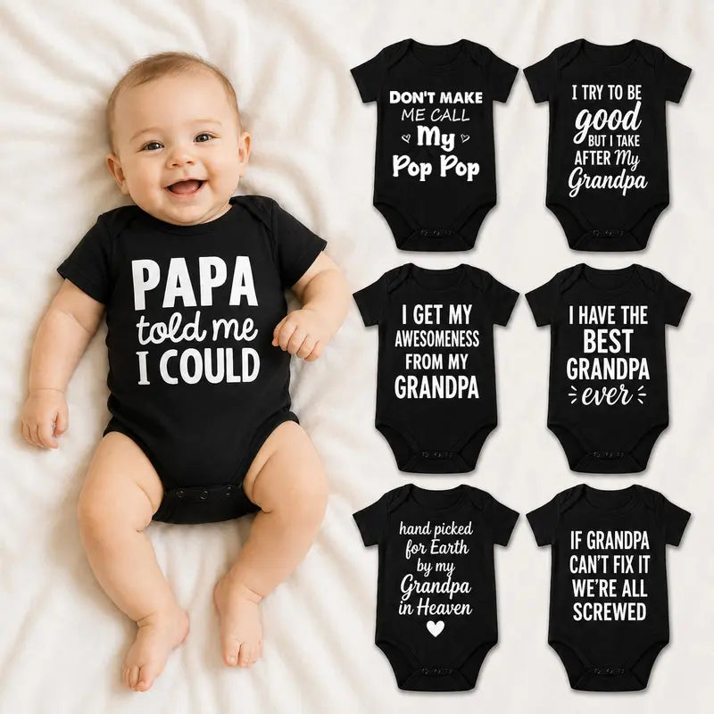 Grandpa, Papa and Pop Pop Saying Baby Bodysuit with Short Sleeves [YQT:ML-260926-002:cb56f92ef724b147]