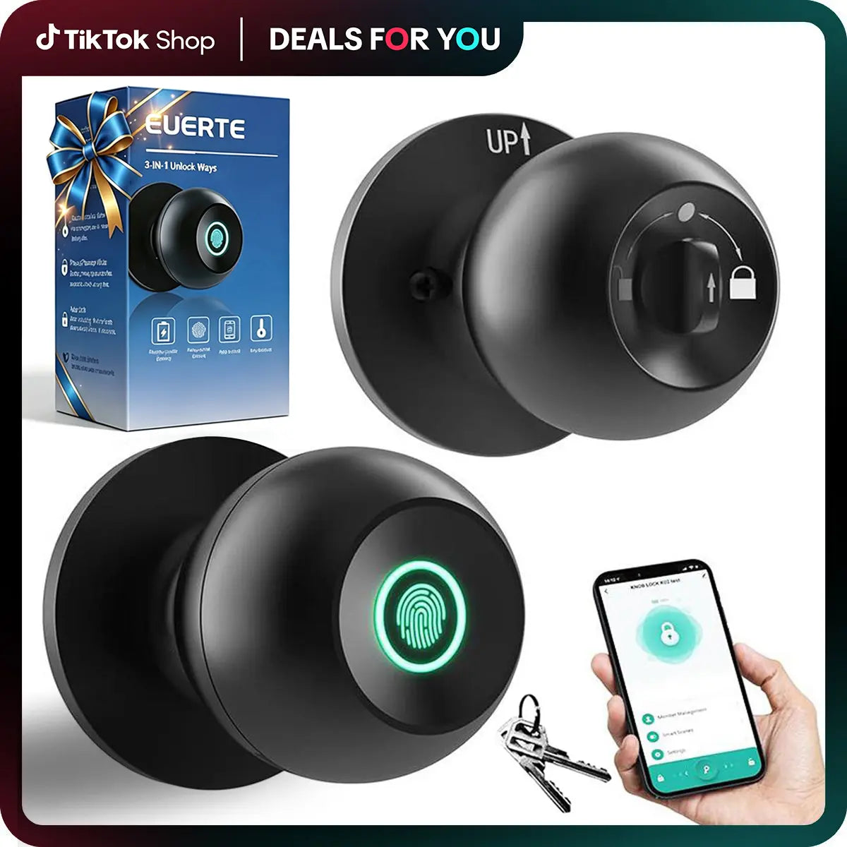 Keyless Entry Door Knob Lock with Fingerprint App or Keypad Options [YQT:ML-260918-007:cf99fb03f4889f25]