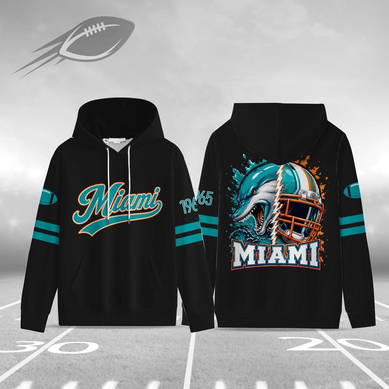 Unisex Black Football Graphic Pullover Hoodie with Front Script and Back Helmet Art [YQT:ML-260918-004:0c846931823fbabc]