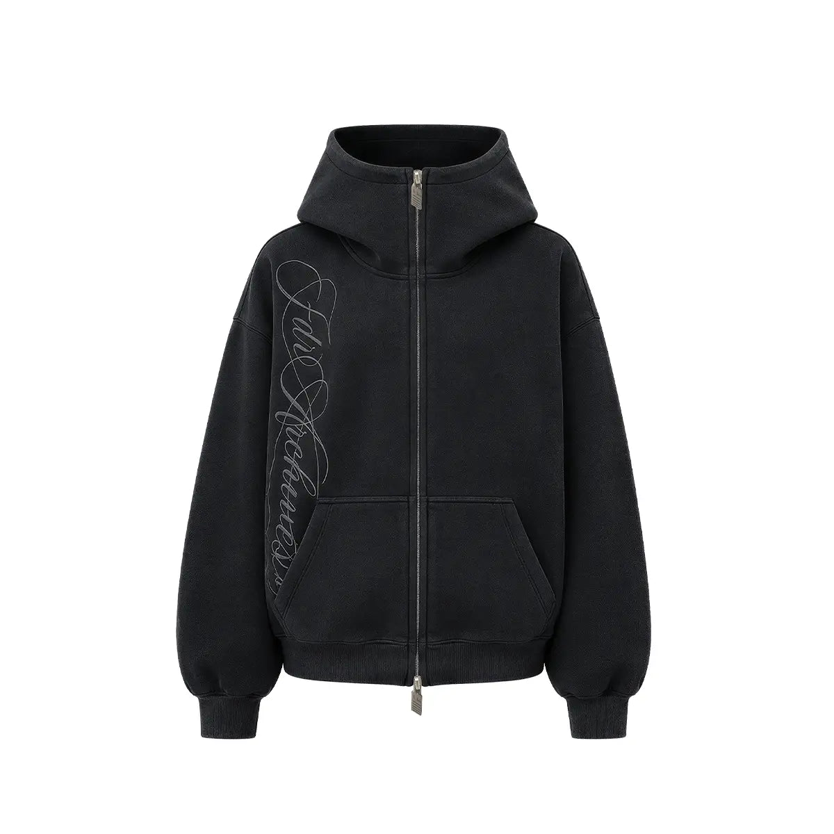 Women's Oversized High Collar Zip-Up Hoodie with Script or Minimal Designs [YQT:ML-260923-004:7b65372b669b0a4a]