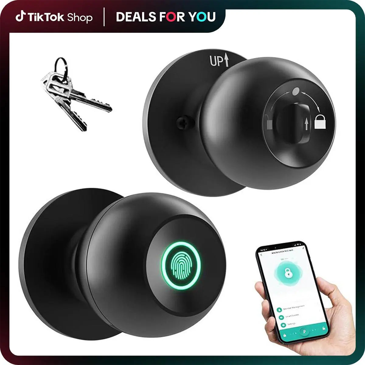 Keyless Entry Door Knob Lock with Fingerprint App or Keypad Options [YQT:ML-260918-007:be6bf84ee18a1642]