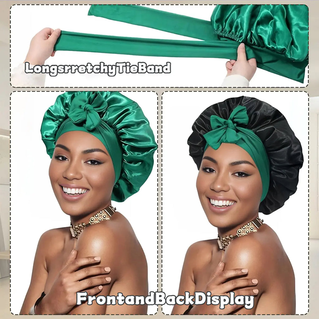Double Layer Satin Sleeping Bonnet with Adjustable Long Tie Band [YQT:ML-260921-004:485da56795e720d7]