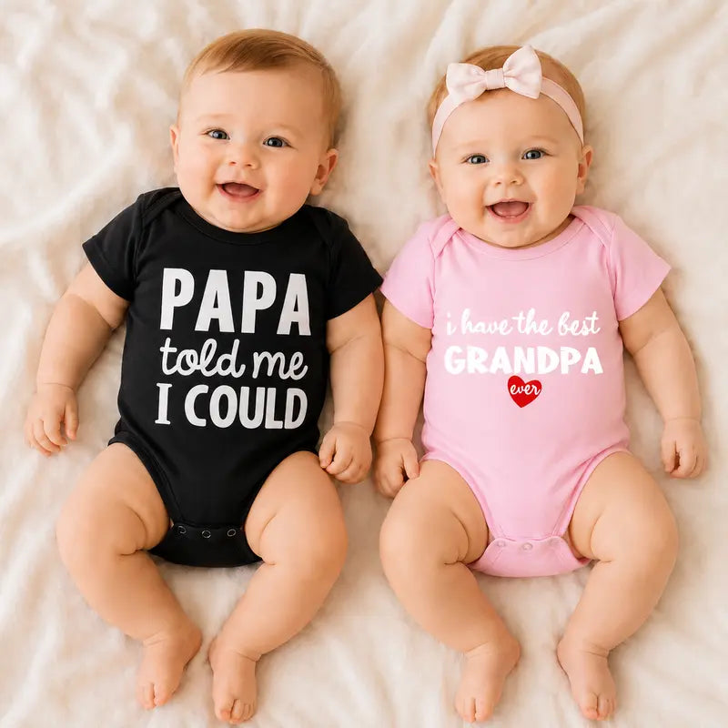 Grandpa, Papa and Pop Pop Saying Baby Bodysuit with Short Sleeves [YQT:ML-260926-002:c66655d2a6088e26]