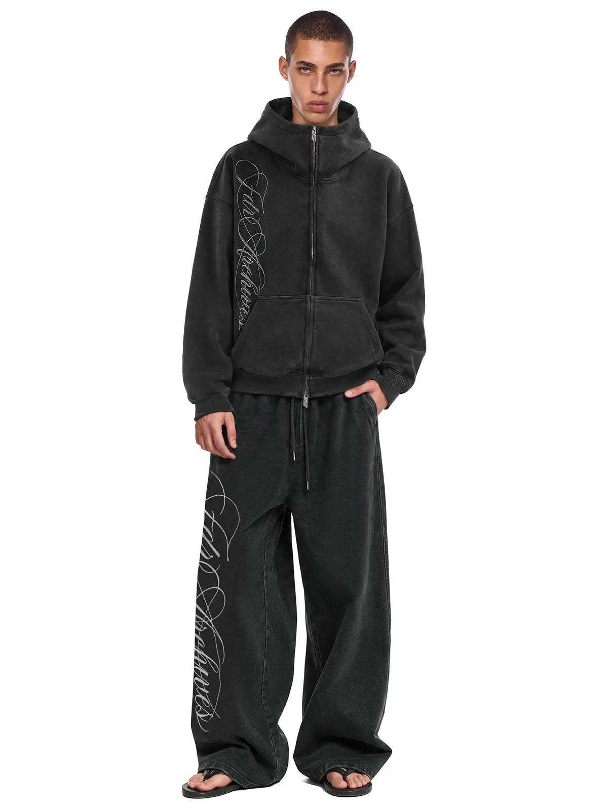 Women's Oversized High Collar Zip-Up Hoodie with Script or Minimal Designs [YQT:ML-260923-004:a5bc53b11f462a80]