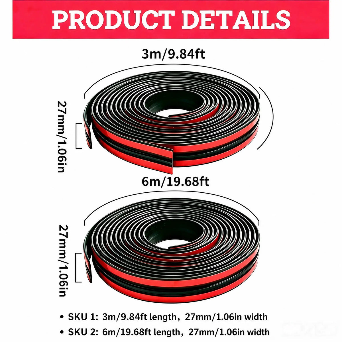Self-Adhesive Rubber Seal Strip for Car Windshield and Sunroof Gaps [YQT:ML-260924-002:621d726902b1695a]