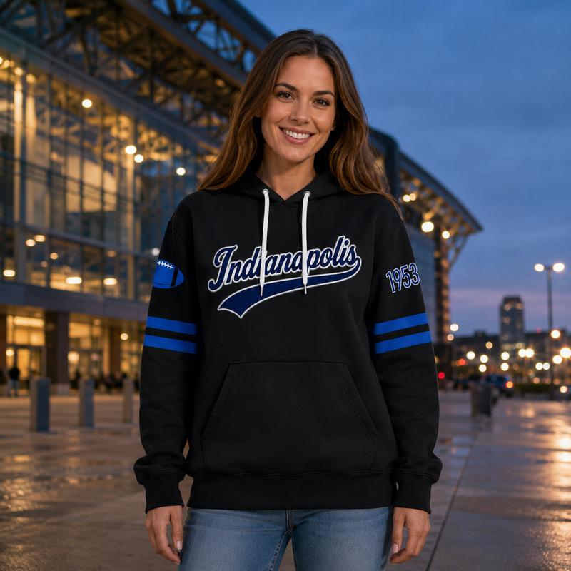 Unisex Black Football Graphic Pullover Hoodie with Front Script and Back Helmet Art [YQT:ML-260918-004:858ad111319ede90]