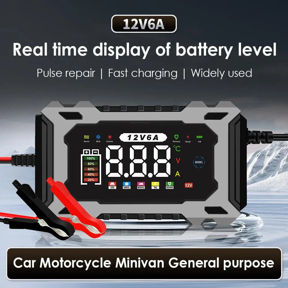 12V 6A Smart Battery Charger with Digital Display and Pulse Repair Mode [YQT:ML-260923-005:90effd729eb32ff1]