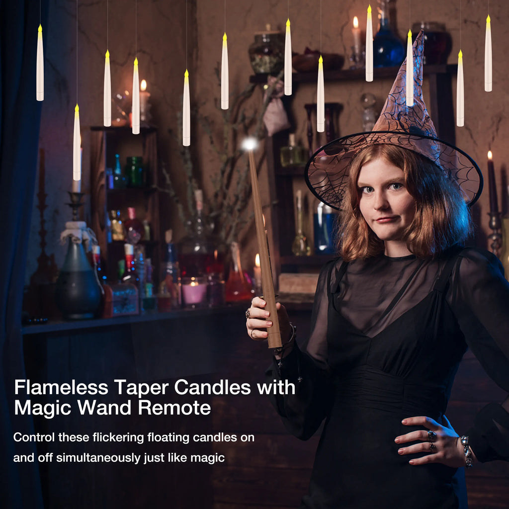 Flameless LED Floating Taper Candles with Magic Wand Remote for Holiday Decor [YQT:ML-260920-002:b8f48c999860c694]