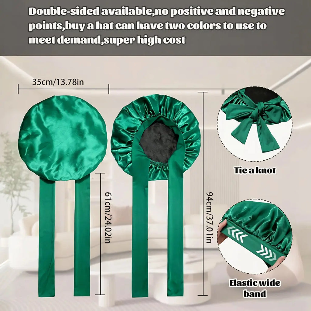 Double Layer Satin Sleeping Bonnet with Adjustable Long Tie Band [YQT:ML-260921-004:244053941b4ebb12]