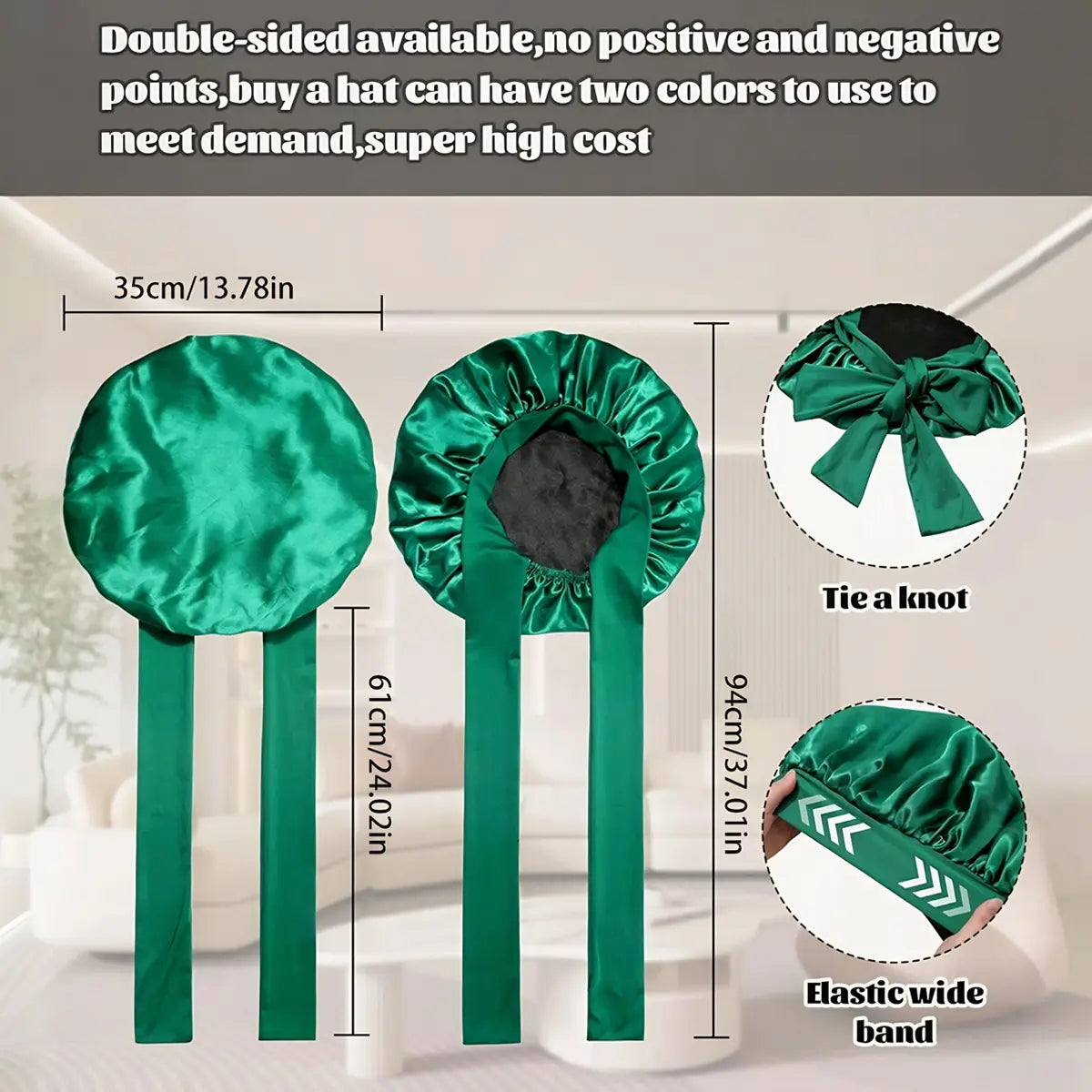 Double Layer Satin Sleeping Bonnet with Adjustable Long Tie Band [YQT:ML-260921-004:244053941b4ebb12]