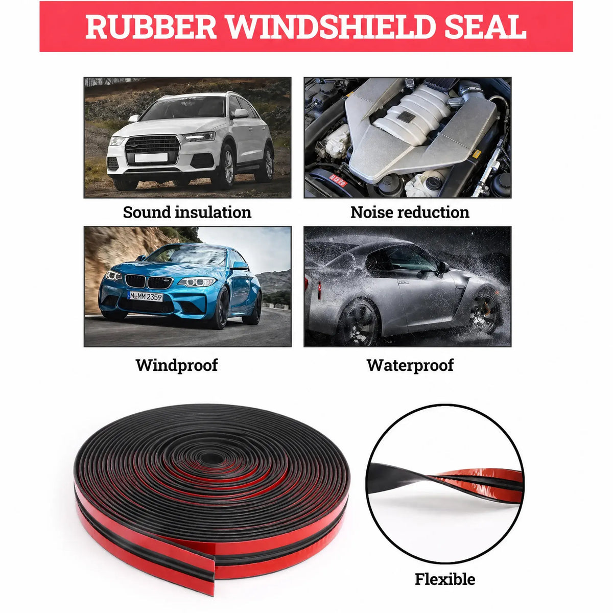 Self-Adhesive Rubber Seal Strip for Car Windshield and Sunroof Gaps [YQT:ML-260924-002:0b512b867bf2dd07]