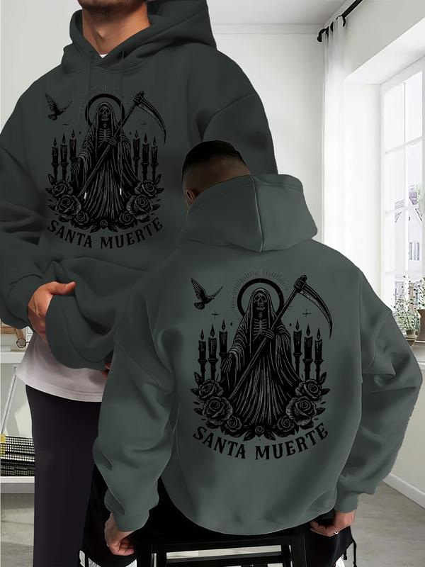 Santa Muerte Grim Reaper Rose and Candle Graphic Hoodie