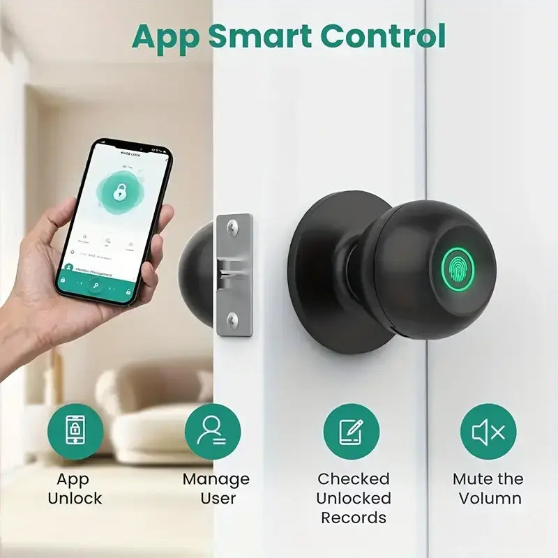 Keyless Entry Door Knob Lock with Fingerprint App or Keypad Options [YQT:ML-260918-007:60fef4ae21c8bb99]