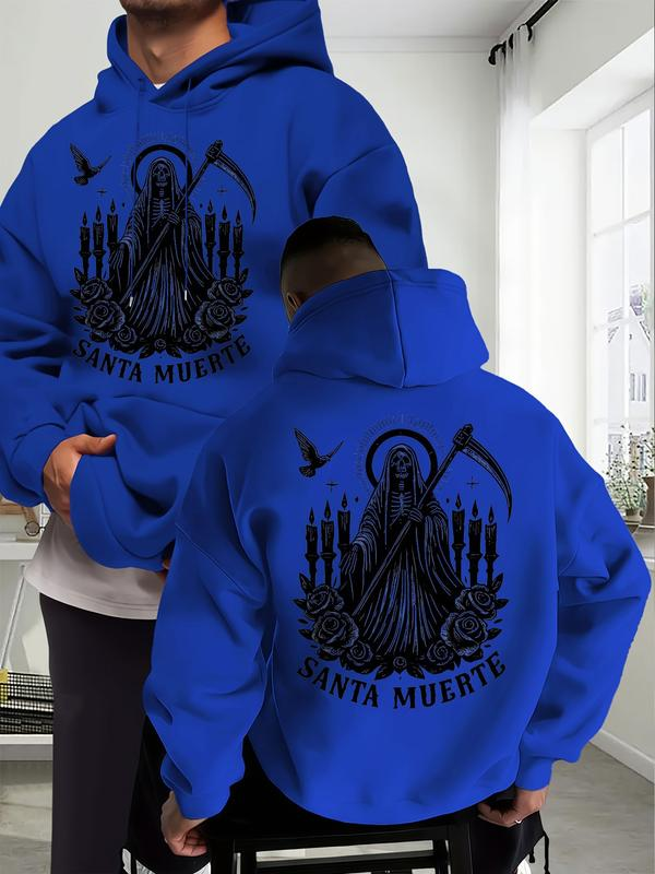 Santa Muerte Grim Reaper Rose and Candle Graphic Hoodie