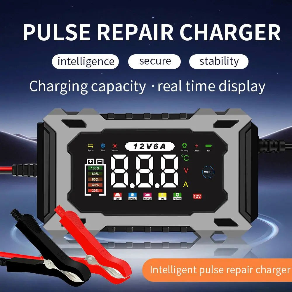 12V 6A Smart Battery Charger with Digital Display and Pulse Repair Mode [YQT:ML-260923-005:d42b1dee771427f4]