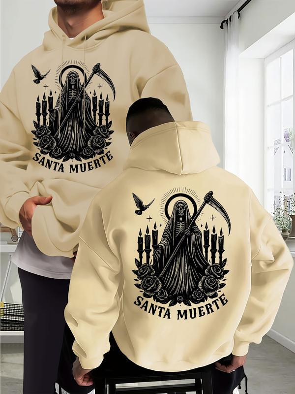 Santa Muerte Grim Reaper Rose and Candle Graphic Hoodie