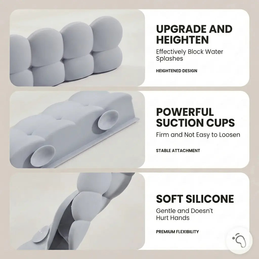 Silicone Kitchen Sink Splash Guard Set with Suction Cups and Rounded Design [YQT:ML-260918-002:4d0612f68b91ea61]