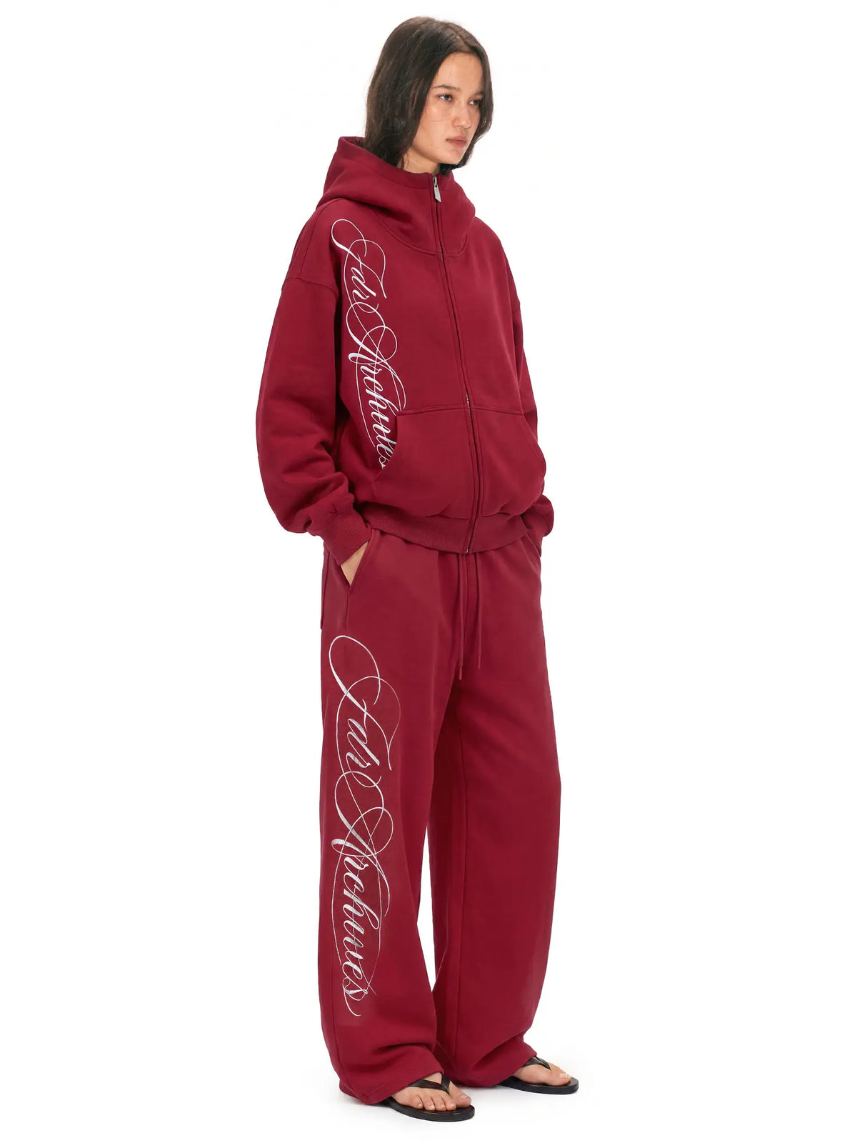 Women's Oversized High Collar Zip-Up Hoodie with Script or Minimal Designs [YQT:ML-260923-004:3efe56e75fb922b3]