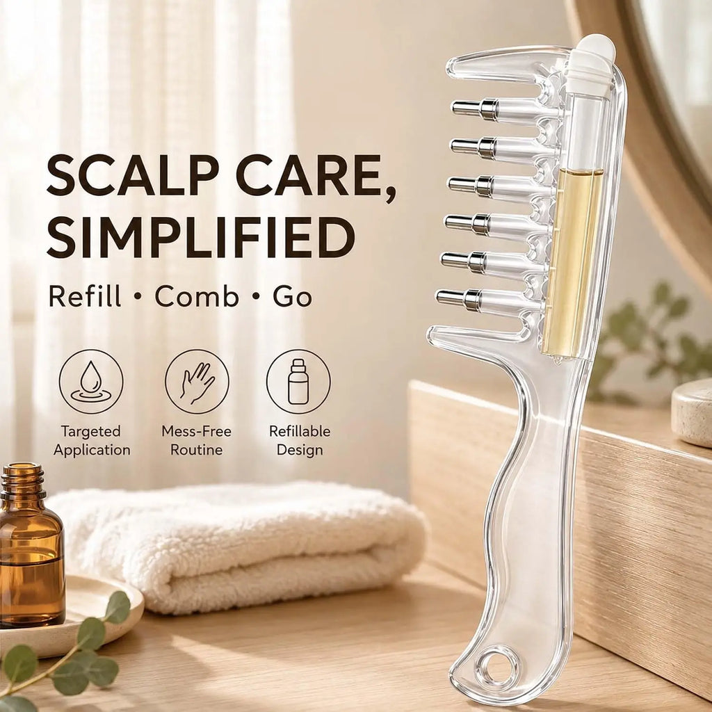 Refillable Scalp Oil Applicator Comb with Clear Reservoir and Curved Handle [YQT:ML-260918-009:8d636b68bd8cc3df]