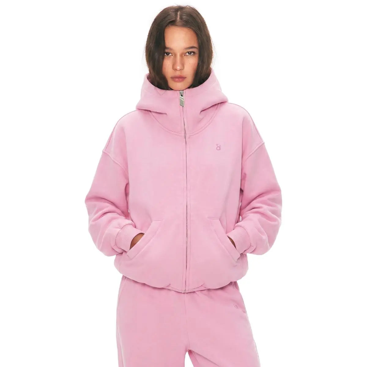 Women's Oversized High Collar Zip-Up Hoodie with Script or Minimal Designs [YQT:ML-260923-004:893f4978b698af1b]