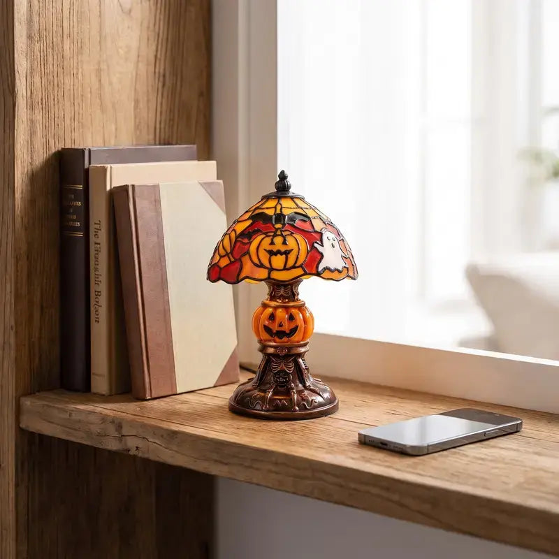 Vintage Halloween Table Lamp with Pumpkin, Ghost, Bat and Black Cat Designs [YQT:ML-260924-004:b7431f5a4e4c5740]