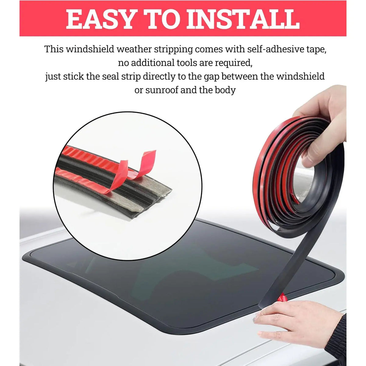Self-Adhesive Rubber Seal Strip for Car Windshield and Sunroof Gaps [YQT:ML-260924-002:52ca8c5fb6d44094]