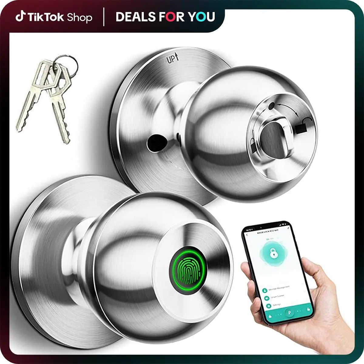 Keyless Entry Door Knob Lock with Fingerprint App or Keypad Options [YQT:ML-260918-007:ea7e41084083be66]