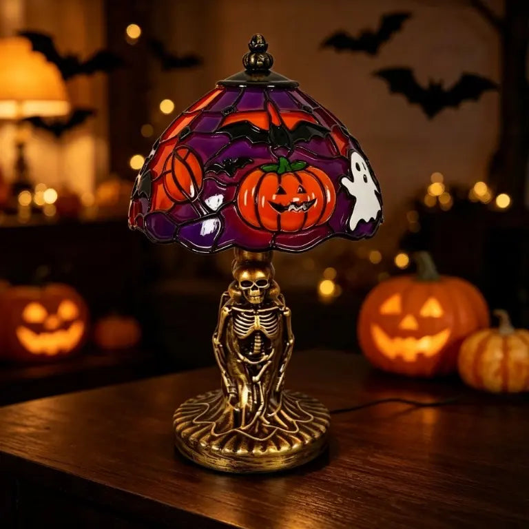 Vintage Halloween Table Lamp with Pumpkin, Ghost, Bat and Black Cat Designs [YQT:ML-260924-004:9b097b3c09db32d2]