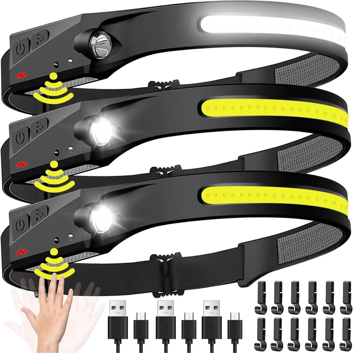 Rechargeable LED Headlamp with Wide Beam, Motion Sensor and Adjustable Headband [YQT:ML-260924-003:f65e74098db2f8f0]