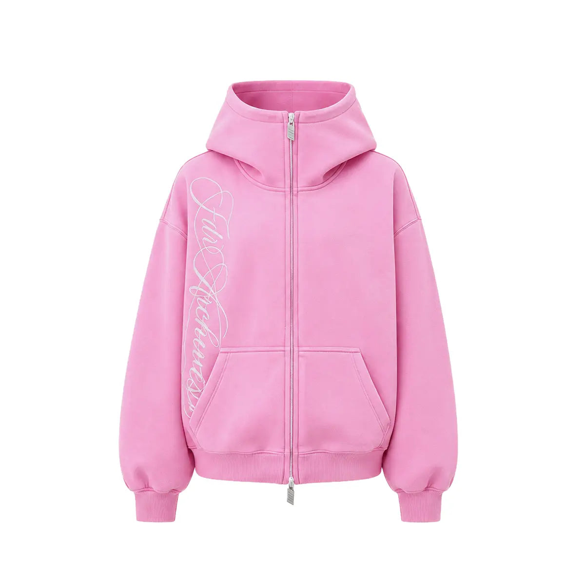 Women's Oversized High Collar Zip-Up Hoodie with Script or Minimal Designs [YQT:ML-260923-004:3c992c28652537a1]
