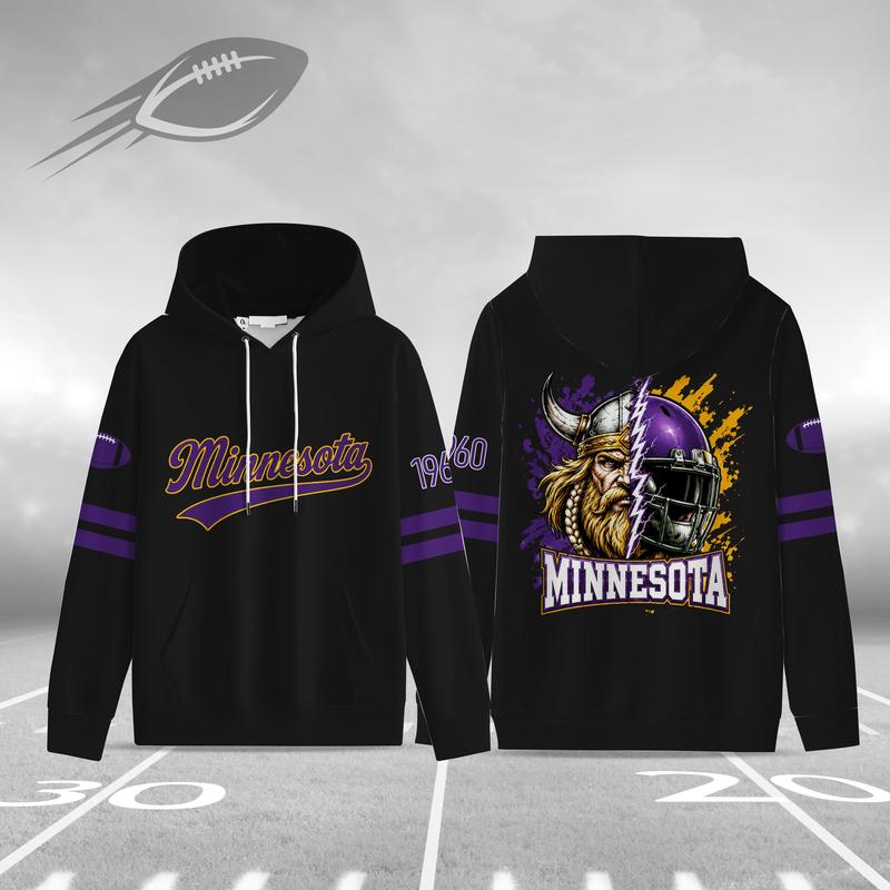 Unisex Black Football Graphic Pullover Hoodie with Front Script and Back Helmet Art [YQT:ML-260918-004:54b25e1ee52e1519]