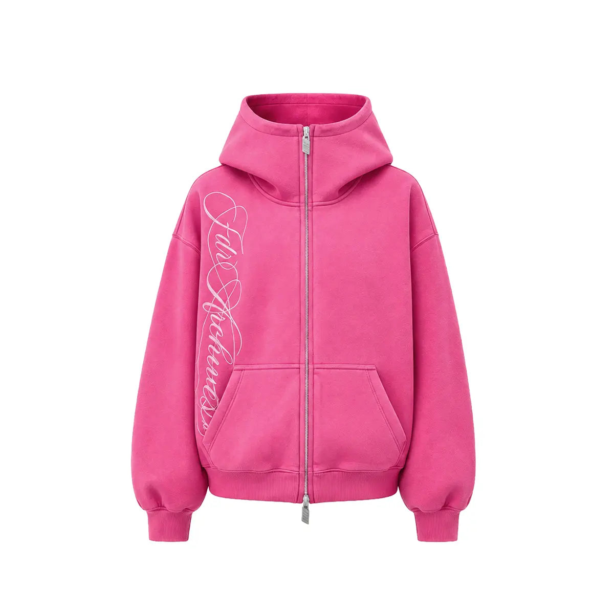 Women's Oversized High Collar Zip-Up Hoodie with Script or Minimal Designs [YQT:ML-260923-004:7d141cd649159a5a]