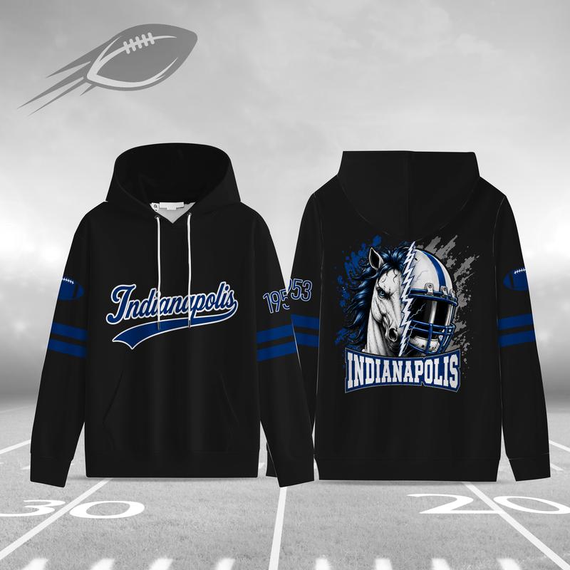 Unisex Black Football Graphic Pullover Hoodie with Front Script and Back Helmet Art [YQT:ML-260918-004:5db81cce060638e5]
