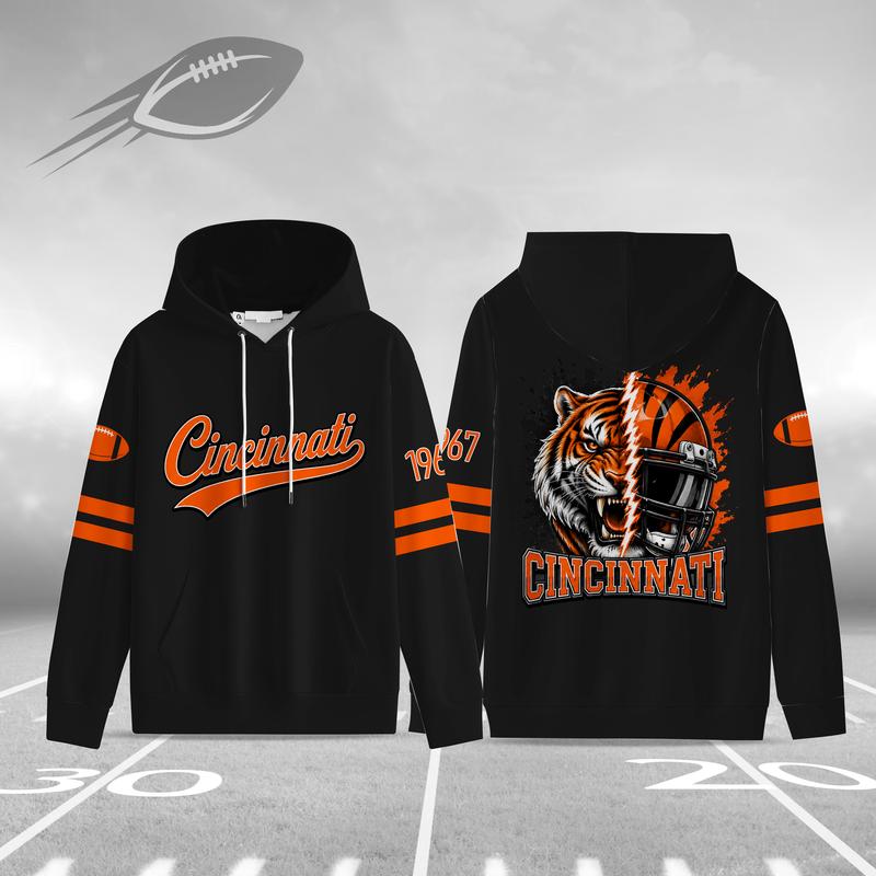 Unisex Black Football Graphic Pullover Hoodie with Front Script and Back Helmet Art [YQT:ML-260918-004:3b19b76f26daf143]