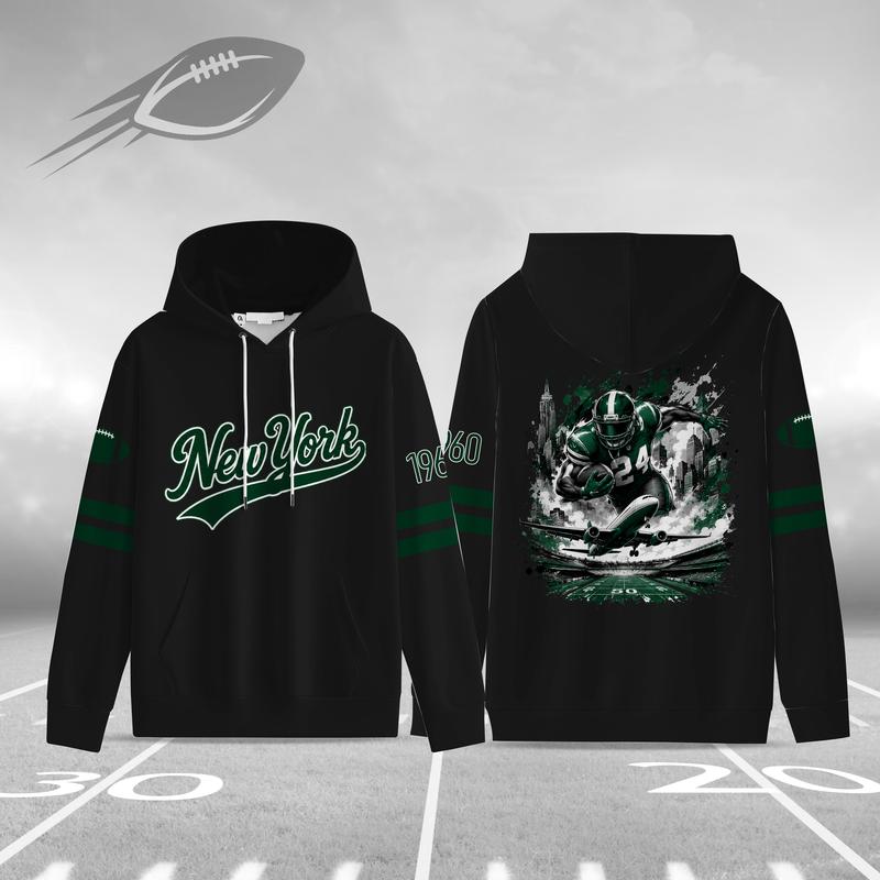 Unisex Black Football Graphic Pullover Hoodie with Front Script and Back Helmet Art [YQT:ML-260918-004:a2ec682e51150d6e]