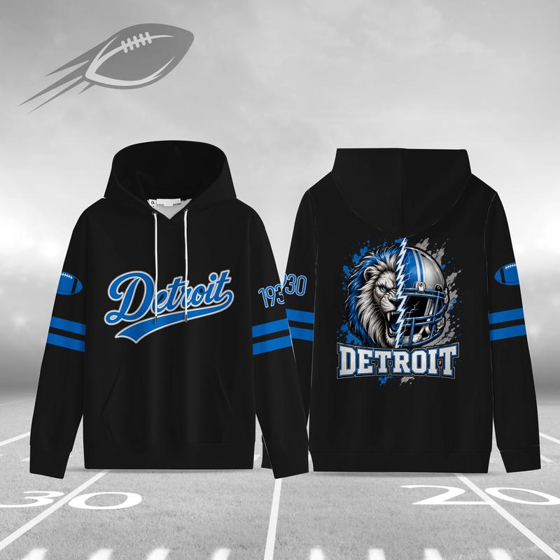 Unisex Black Football Graphic Pullover Hoodie with Front Script and Back Helmet Art [YQT:ML-260918-004:3358cfe2e180114d]