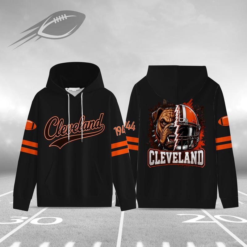 Unisex Black Football Graphic Pullover Hoodie with Front Script and Back Helmet Art [YQT:ML-260918-004:98b55aef912ff374]