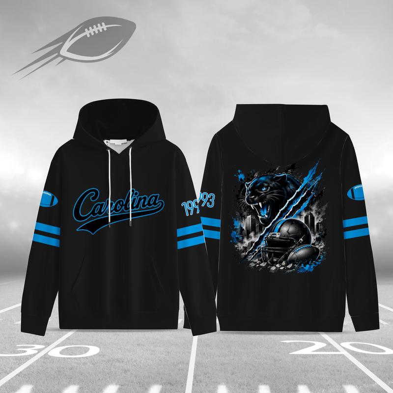 Unisex Black Football Graphic Pullover Hoodie with Front Script and Back Helmet Art [YQT:ML-260918-004:222cc772142e4b1b]