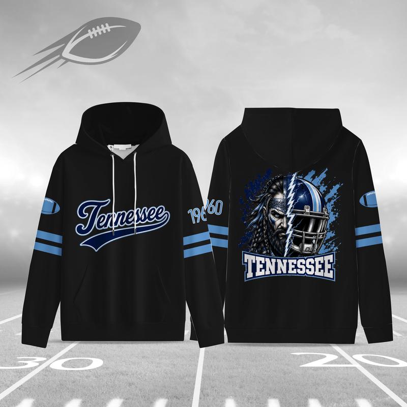 Unisex Black Football Graphic Pullover Hoodie with Front Script and Back Helmet Art [YQT:ML-260918-004:9f8921fef46c5c3f]